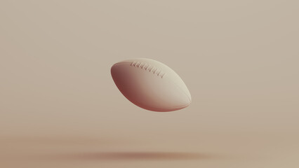 American football rugby ball sports game equipment neutral backgrounds soft tones beige brown 3d illustration render digital rendering