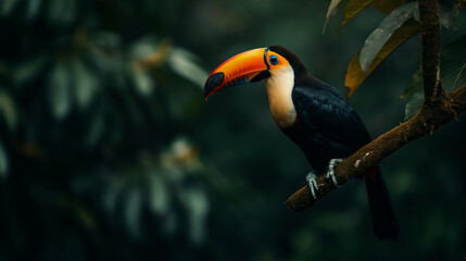 Colorful Toucan Bird Perched on Branch in Brazil