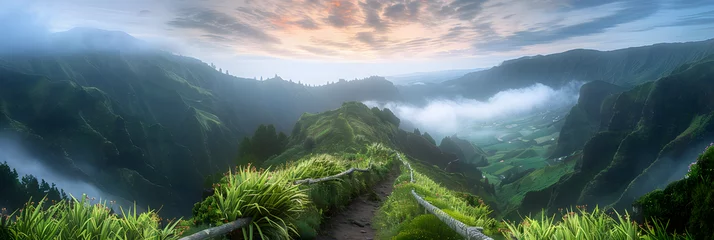 Zelfklevend Fotobehang Mountain landscape Ponta Delgada island, Azores © john