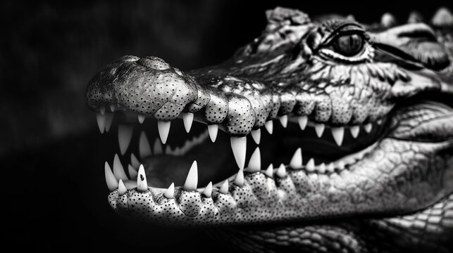 Close-up of Alligator Mouth with Sharp Teeth