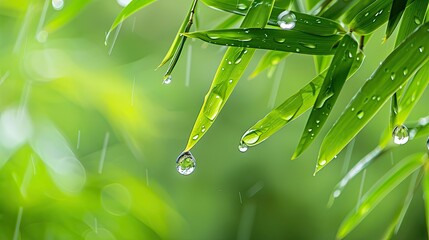 Water drops on bamboo. Generative AI