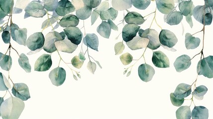 Watercolor eucalyptus banner. Generative AI - obrazy, fototapety, plakaty