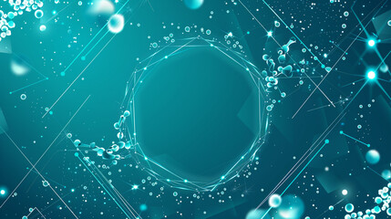 Crisp aquamarine backdrop with molecules, ideal for water tech and wellness themes.