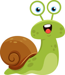 Cute Snail Cartoon Character. Vector Illustration Flat Design Isolated On Transparent Background