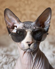 Sphynx cat in sunglasses