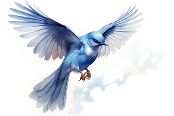 Blue jay bird isolated on white background. 3D illustration.