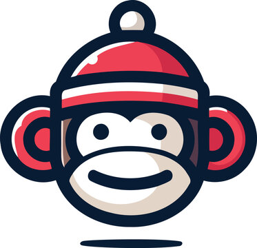 Smiling Sock Monkey Cute Toy Illustration