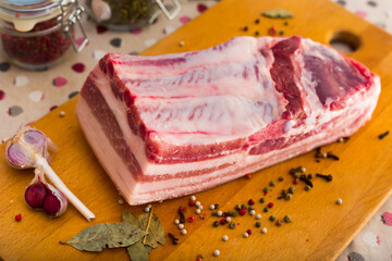 Fresh piece of lard ready for salting