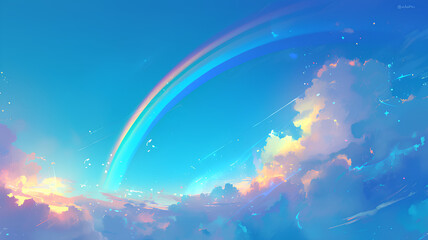 amazing rainbow in the sky, 2D cloudy rainbow colors