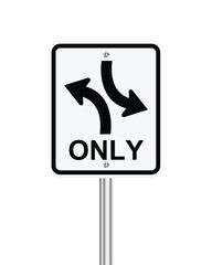 Two way left turn only traffic sign on white