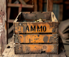 Vintage wooden ammo crate with distressed texture.
