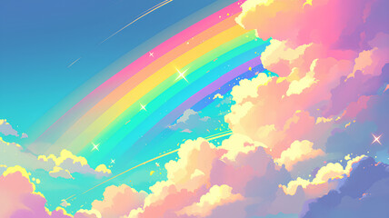 amazing rainbow in the sky, 2D cloudy rainbow colors