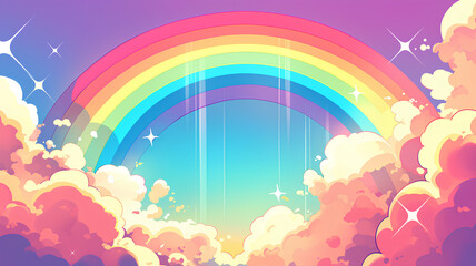 Fototapeta na wymiar amazing rainbow in the sky, 2D cloudy rainbow colors