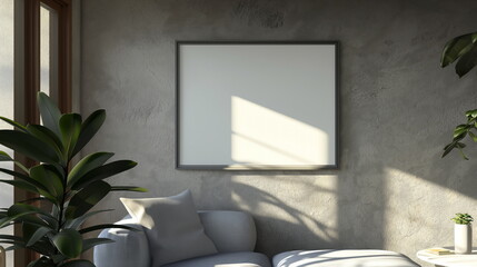 Empty photo frame mockup on a wall, ready for your cherished memories