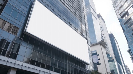 Empty white mock-up billboard template in a modern city setting
