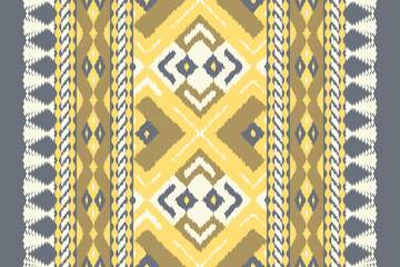 Fabric ethnic tribal pattern art. Ethnic ikat seamless pattern. American and Mexican style. Design for background, wallpaper, illustration, fabric, clothing, carpet, textile, batik, embroidery.