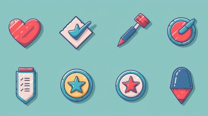 Online Survey and Rating Icons. User Experience Concept. Flat Cartoon Modern Illustration of Characters Filling Online Survey Forms and Marking Checklists.