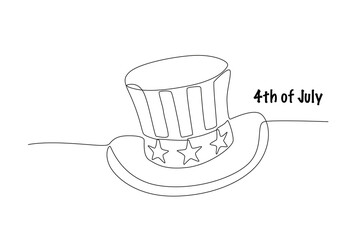 Uncle sam hat .4th of july concept one-line drawing
