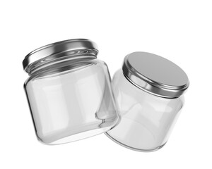 Jar with metal lid blank template 3d illustration.