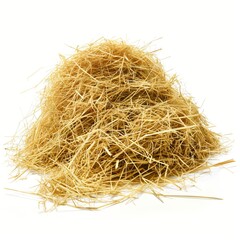 A neat stack of golden hay creating a textured and natural look.