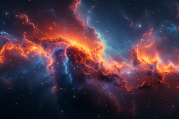 Nebula and galaxies in space. Abstract cosmos background. Shiny stars and heavy clouds.