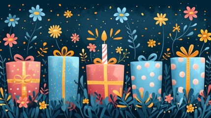 Banner concept for a happy birthday. Flat style modern illustration.