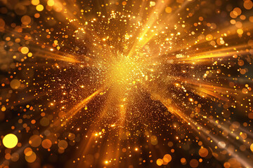 Obraz premium Generative ai on theme of beautiful starfall in sky, bright meteorites glow in atmosphere