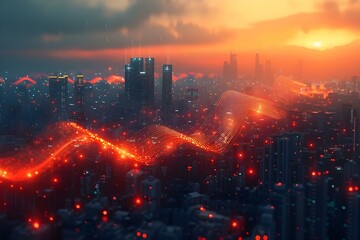 Digital Pulse of a Tech-Forward Metropolis. Concept Tech Innovation, Urban Living, Smart City Solutions, Digital Transformation