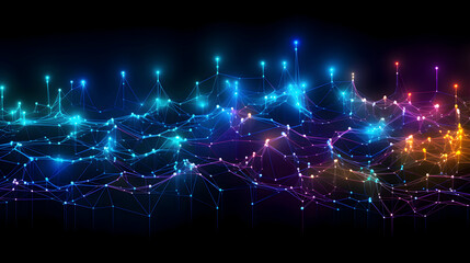 Digital colorful neon network technology abstract graphic poster web page PPT background