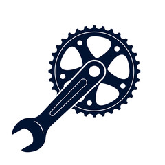Bicycle crank vector icon. Crank arms like a wrench. Symbol bike service. Isolated on a white background