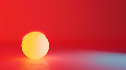 Single glowing sphere on red background. Concentrated Light
