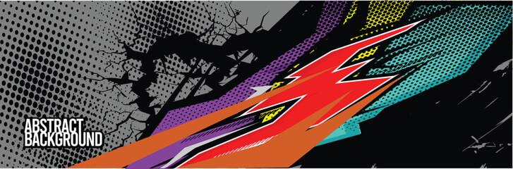 Fototapeta premium Car wrap decal designs. Abstract racing and sport background for racing livery or daily use car vinyl sticker. Vector eps 10.