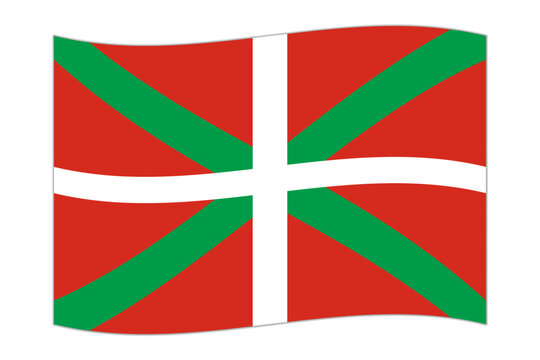Waving flag of Basque Country, administrative division of Spain. Vector illustration.