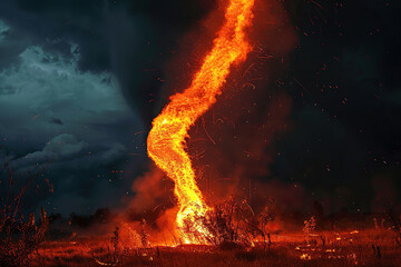 Fototapeta premium Generative ai on theme of scary huge hurricane fire tornado, apocalyptic dramatic background