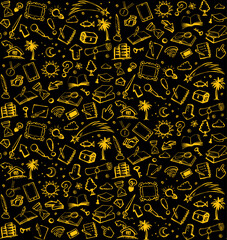 Vector background. Pattern of various icons
