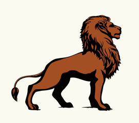 Vector drawing. Lion look for prey