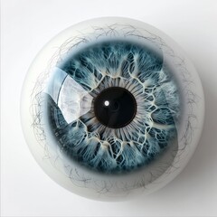 Abstract eye with intricate iris patterns reflecting a cityscape, denoting vision and perception themes.