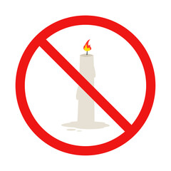No Candle Sign on White Background