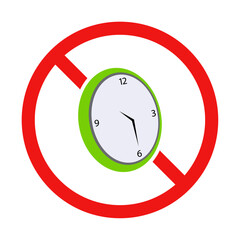 No Clock Sign on White Background