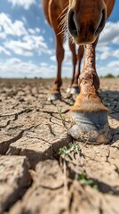 The parched earth beneath their hooves reveals the harsh reality of climate change