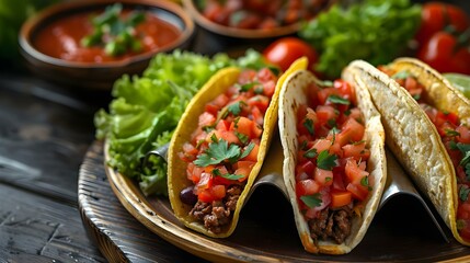 Mexican Feast: Tacos & Salsa Harmony. Concept Mexican Cuisine, Taco Recipes, Salsa Varieties, Spicy Flavors, Mexican Cooking Techniques