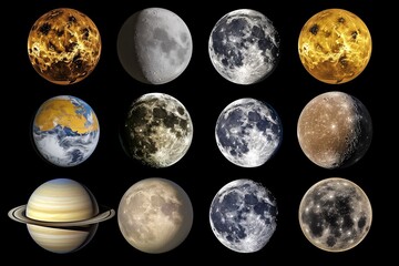 Obraz premium The awe-inspiring vastness of space, featuring celestial bodies like planets, moons, and stars. Generative AI