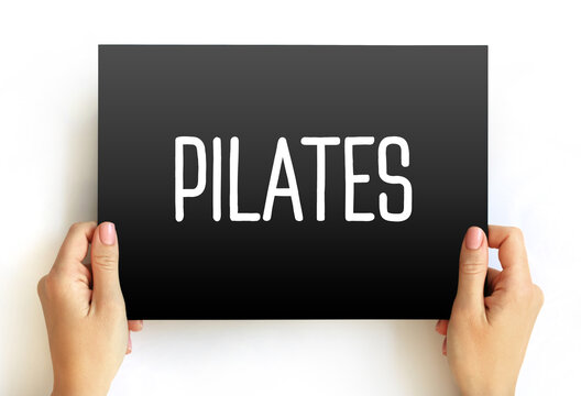 Pilates text on card, concept background