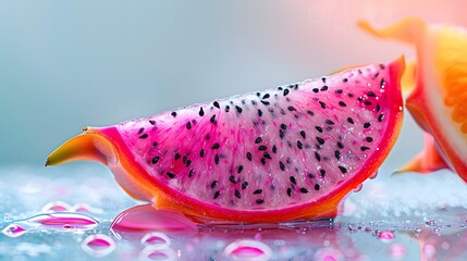 A vibrant pink dragon fruit, isolated on a white plate, looks ready to be enjoyed as a refreshing tropical treat
