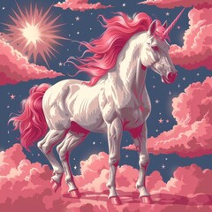Obraz na płótnie Canvas Pink unicorn seamless modern pattern