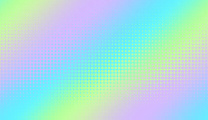 Holographic gradient halftone dots background. Vector illustration. Abstract pop art style dots on abstract blur background