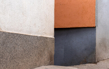 Exploring Bauhaus concept Wall Backgrounds. Harmonizing Colors White, Gray, Blue, and Orange.