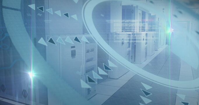 Image of scope scanning with data processing over server room