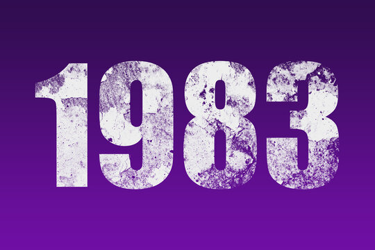 flat white grunge number of 1983 on purple background.