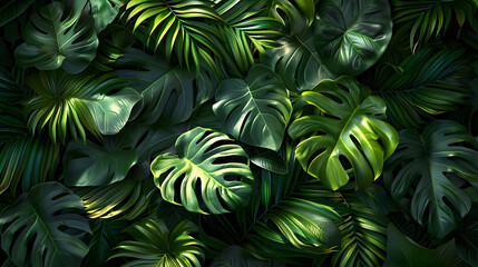 A stack of tropical leaves forms a dense jungle groundcover